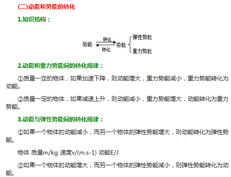 初中物理知识归纳：机械能